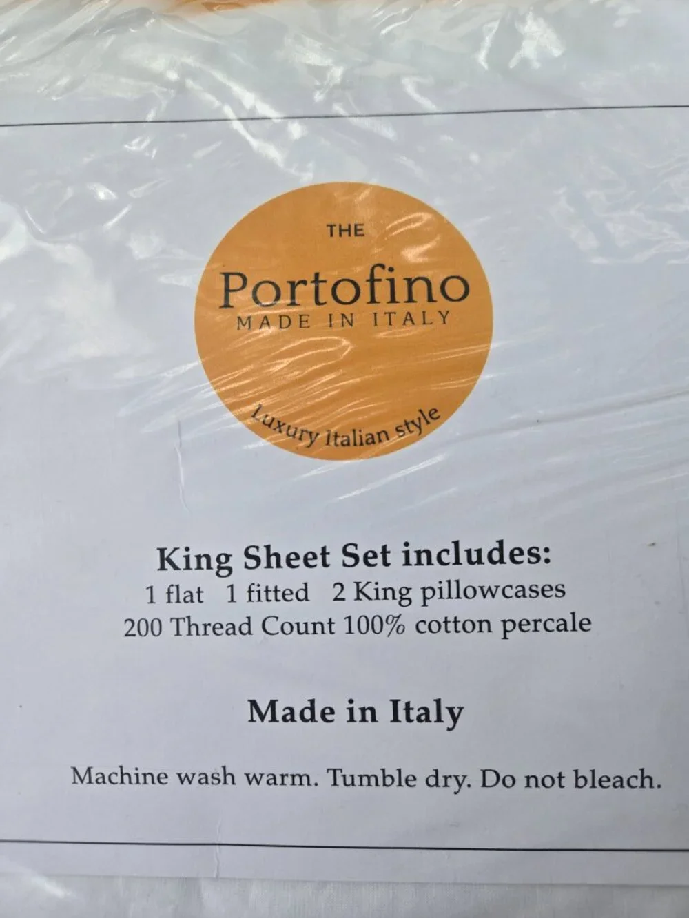 Portofino Embroidered Blue Scalloped KING Size Cotton Sheet Set Made in Italy
